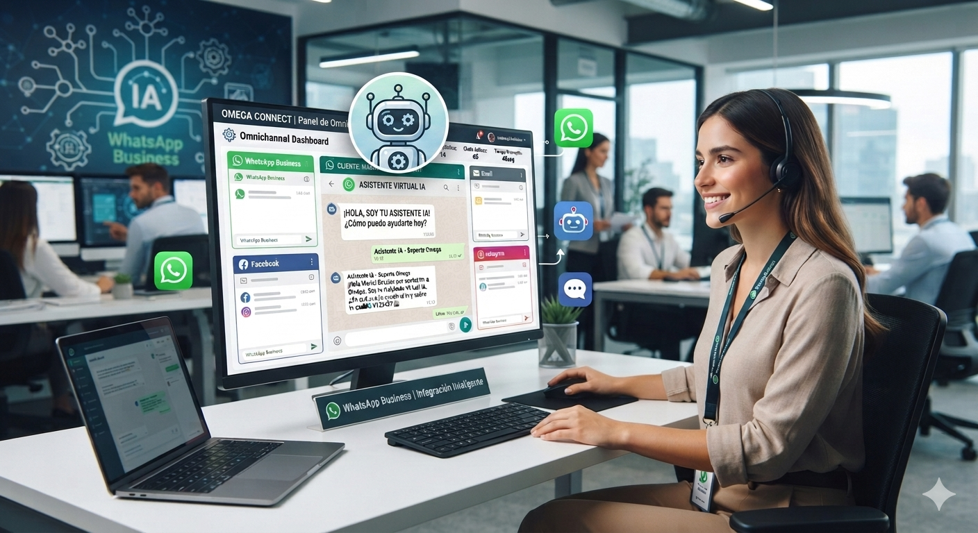 Panel de atención omnicanal con agente de inteligencia artificial